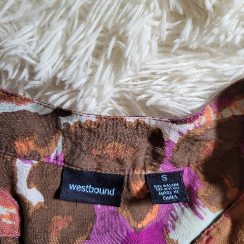 Westbound women long sleeve poppy print v neck top size small - Picture 6 of 6